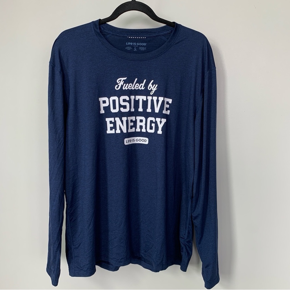 Life is Good Active Fueled by Positive Energy Navy Blue Long Sleeve Shirt Size L